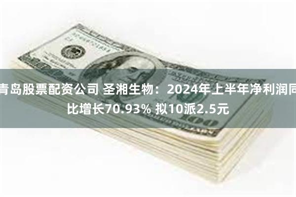 青岛股票配资公司 圣湘生物：2024年上半年净利润同比增长70.93% 拟10派2.5元
