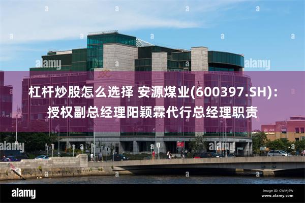 杠杆炒股怎么选择 安源煤业(600397.SH)：授权副总经理阳颖霖代行总经理职责