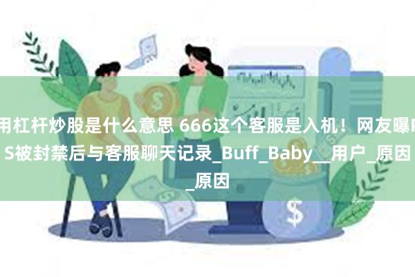 用杠杆炒股是什么意思 666这个客服是入机！网友曝PS被封禁后与客服聊天记录_Buff_Baby__用户_原因